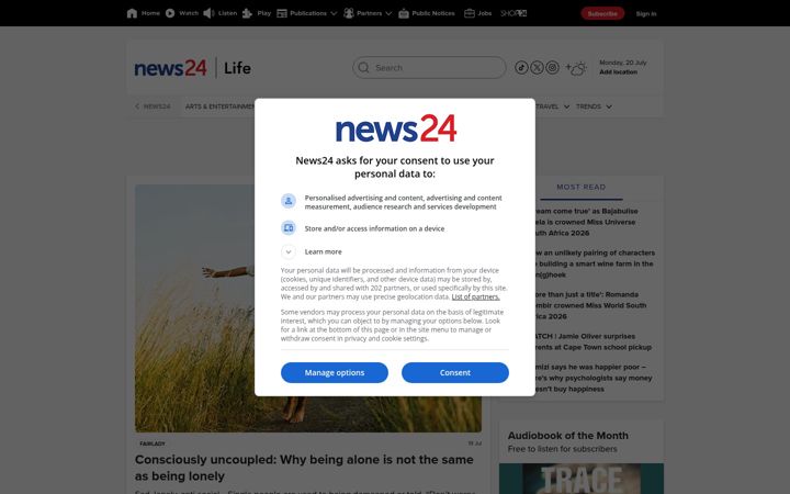 Screenshot of health24.com