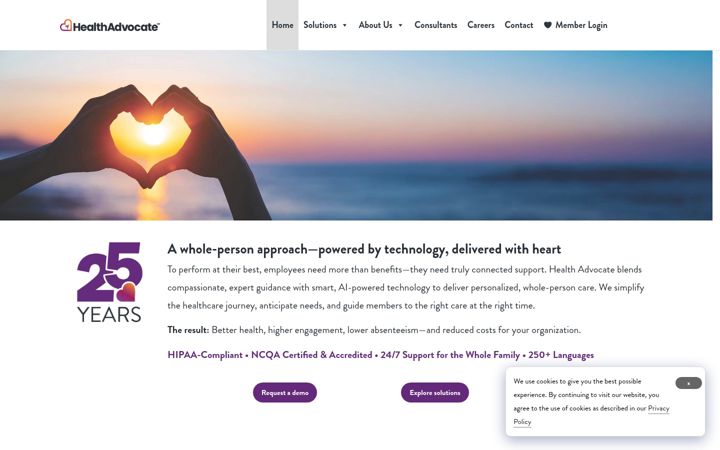 Ekrano kopija healthadvocate.com