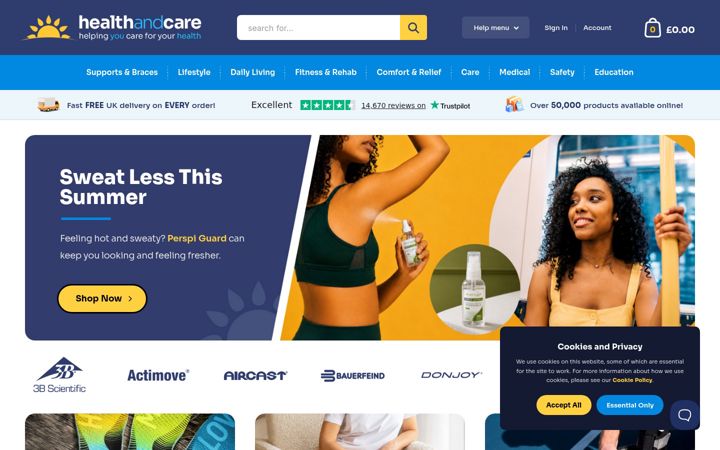 Screenshot of healthandcare.co.uk