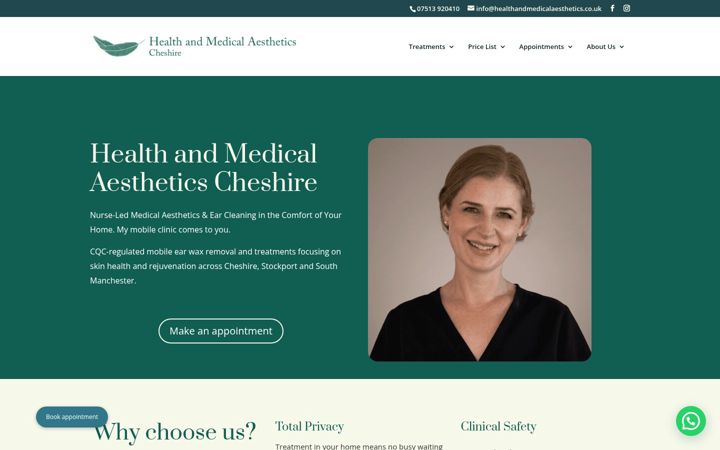Screenshot of healthandmedicalaesthetics.co.uk
