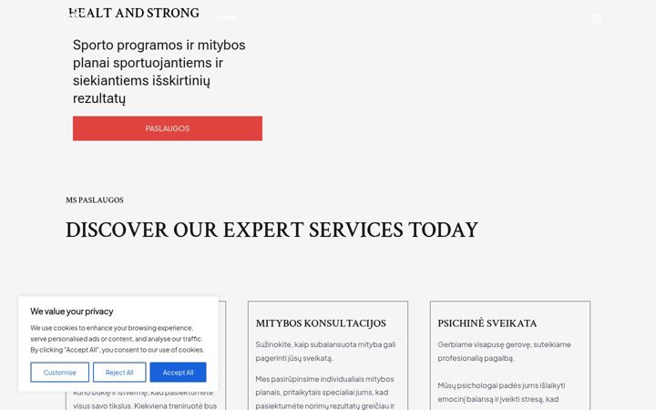 Screenshot of healthandstrong.eu