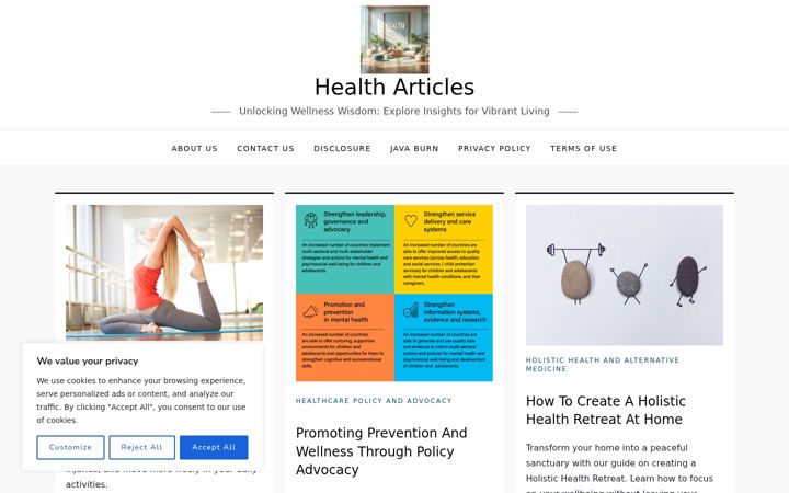 Screenshot of healtharticles.net