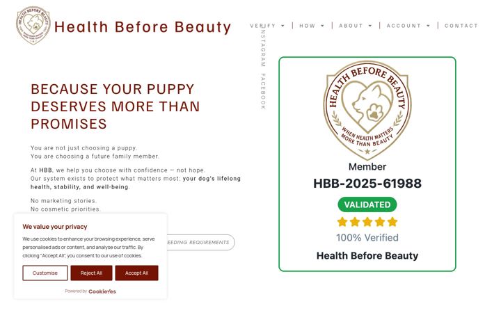 Screenshot of healthbeforebeauty.org