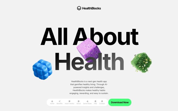 Kuvakaappaus sivustosta healthblocks.ai