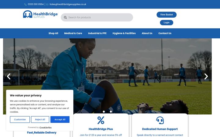 Screenshot of healthbridgesupplies.co.uk