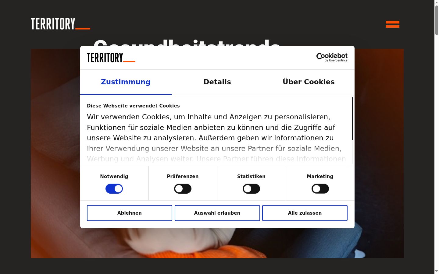 Screenshot tal-banner tal-kunsens muri qabel kwalunkwe interazzjoni