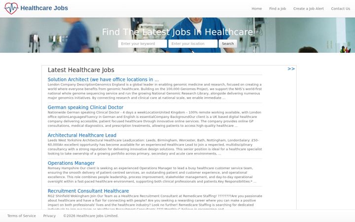 Screenshot of healthcare4jobs.co.uk