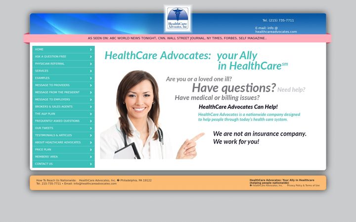 Screenshot of healthcareadvocates.com