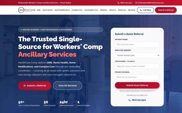Screenshot of healthcarecomp.com