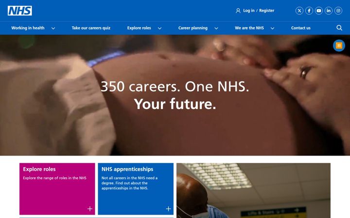 Screenshot of healthcareers.nhs.uk