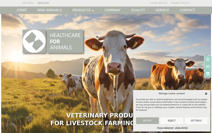 Screenshot of healthcareforanimals.de
