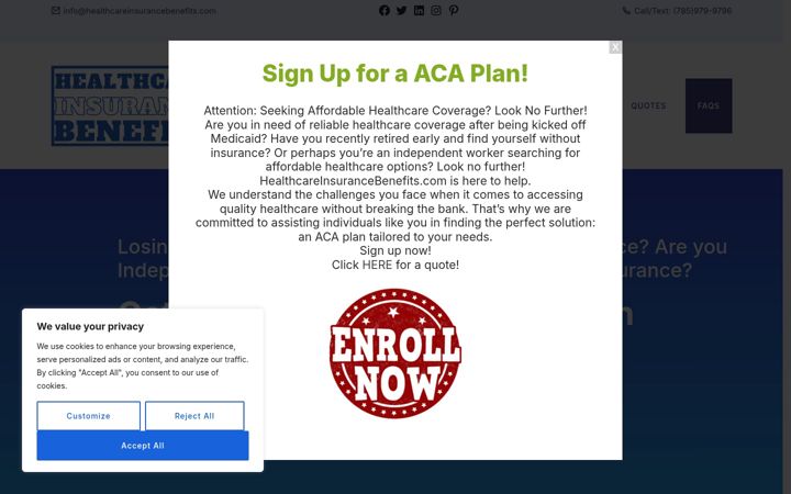 Screenshot of healthcareinsurancebenefits.com