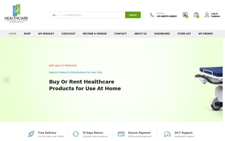 Screenshot of healthcaresuppliesathome.com