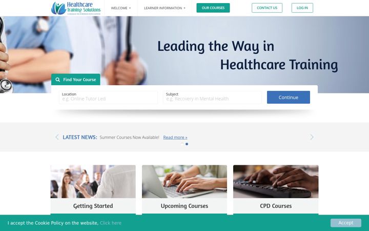 Screenshot of healthcaretrainingsolutions.ie