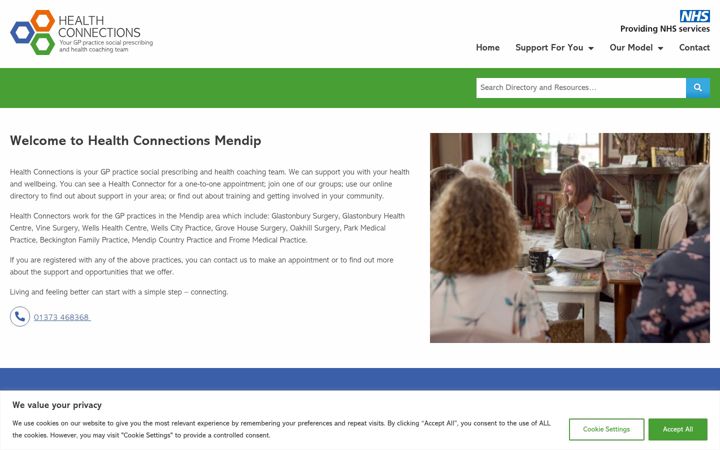 Screenshot of healthconnectionsmendip.org