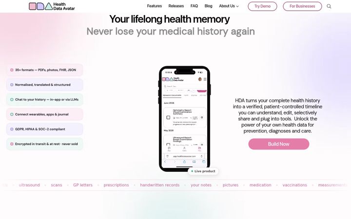Screenshot of healthdataavatar.com