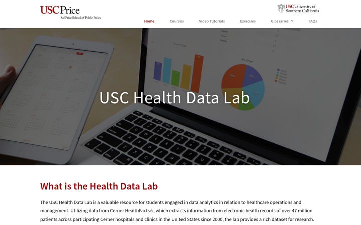 Captură de ecran a healthdatalab.usc.edu