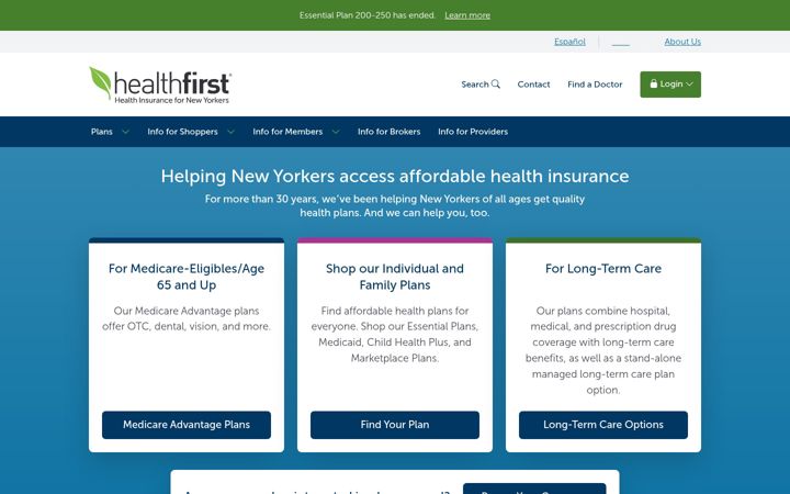 Screenshot of healthfirst.org
