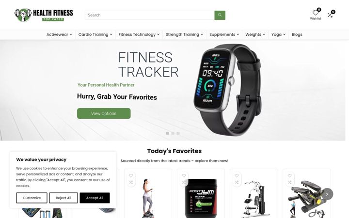 Screenshot of healthfitnesstoprated.com