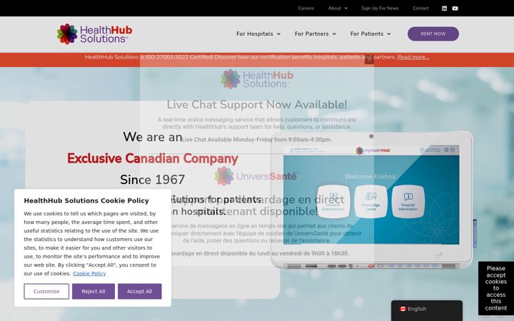 Screenshot of healthhubsolutions.ca