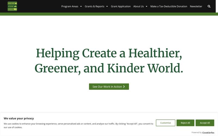 Screenshot of healthiergreenerkinder.org