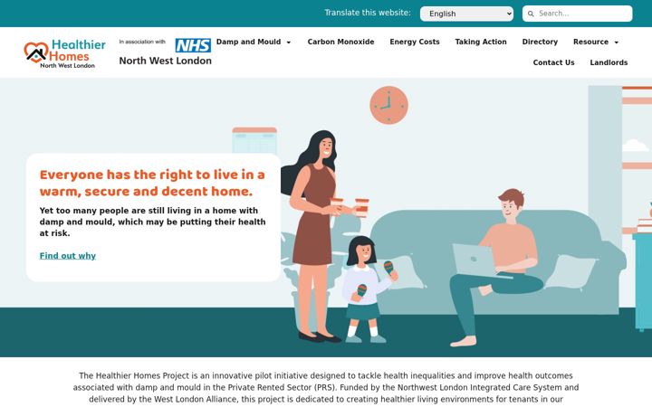 Screenshot of healthierhomeslondon.com