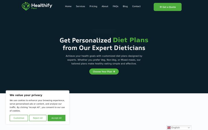 Screenshot of healthifyplans.com