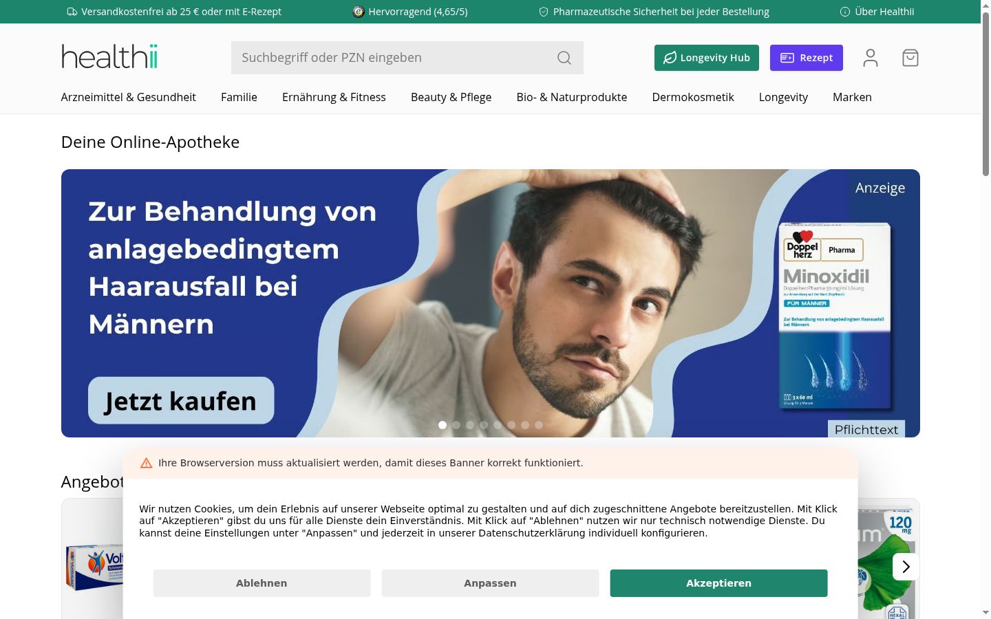 Sutikimo reklamjuostės, rodytos prieš bet kokią sąveiką, ekrano kopija