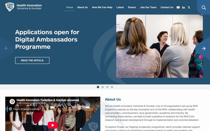 Screenshot of healthinnovationyh.org.uk