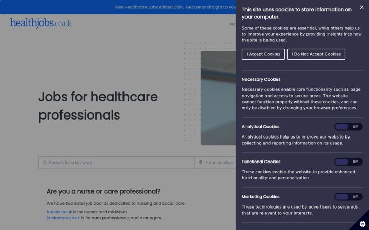 Screenshot of healthjobs.co.uk