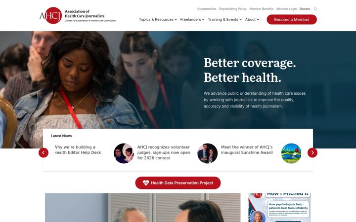 Screenshot of healthjournalism.org