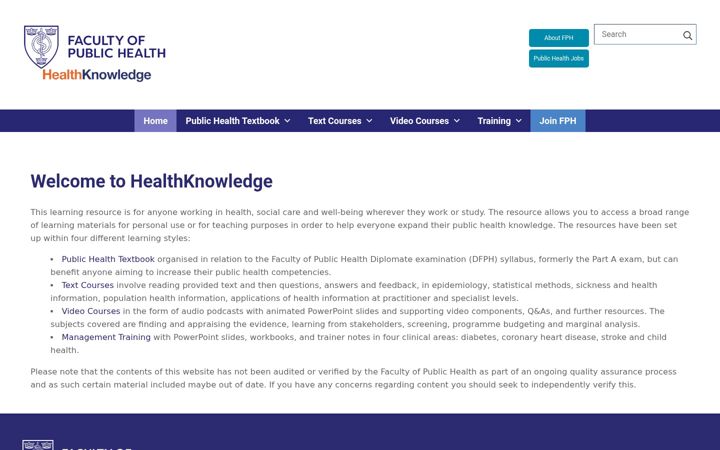 Posnetek zaslona healthknowledge.org.uk
