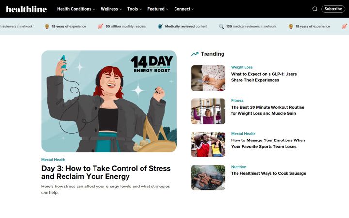 Screenshot stránky healthline.com