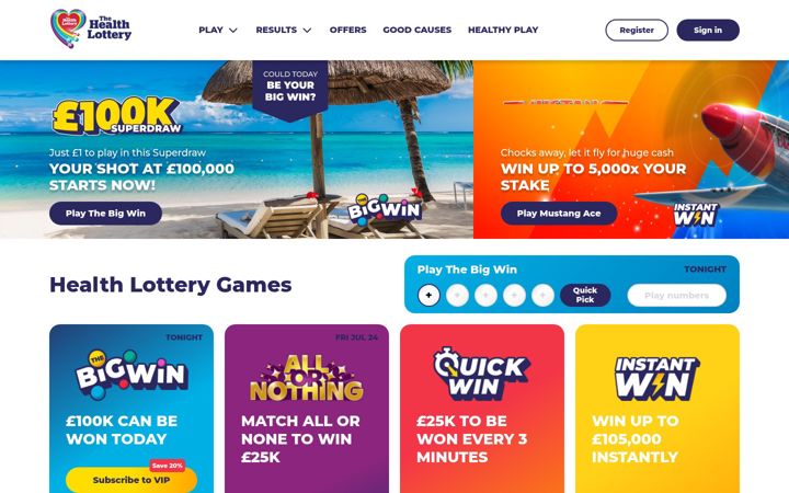 Screenshot of healthlottery.co.uk