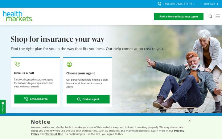 Screenshot of healthmarkets.com