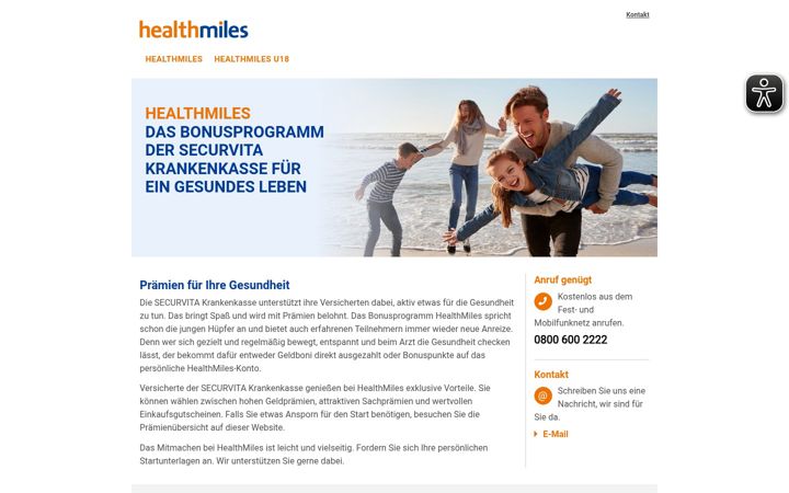 Zrzut ekranu healthmiles.de