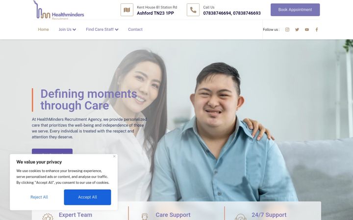 Screenshot of healthminders.co.uk