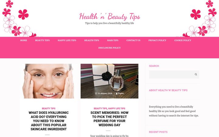 Screenshot of healthnbeautytips.info