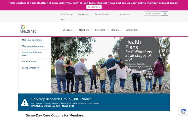 Screenshot of healthnet.com