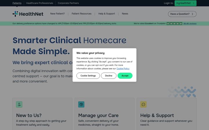 Screenshot of healthnethomecare.co.uk