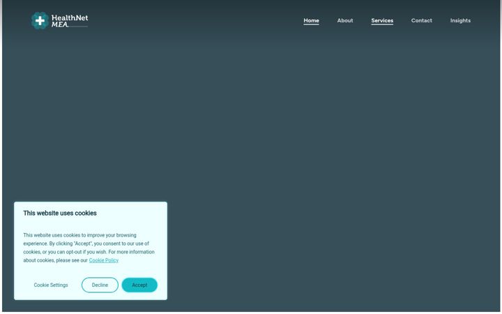 Screenshot of healthnetmea.ae