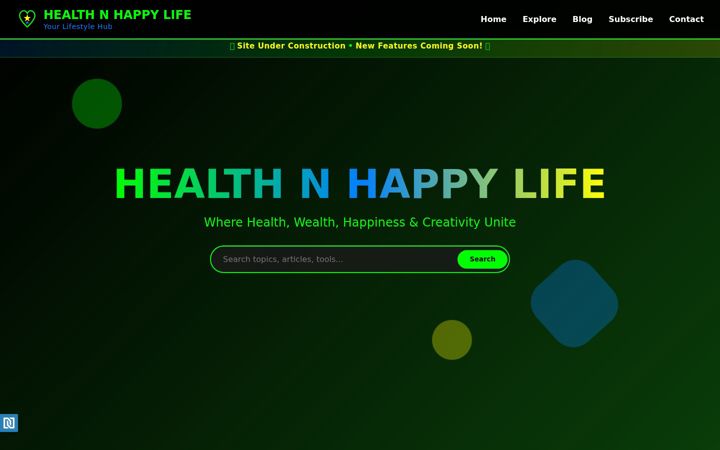 Screenshot of healthnhappylife.com