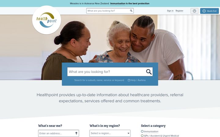 Screenshot of healthpoint.co.nz