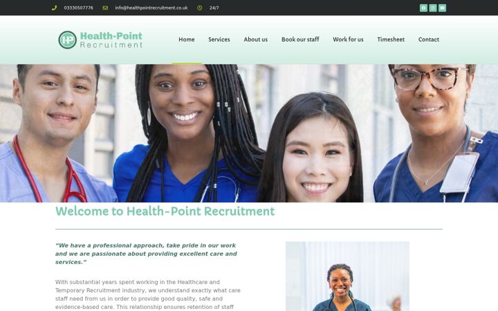 Screenshot of healthpointrecruitment.co.uk
