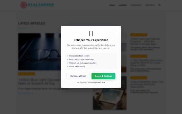 Screenshot of healthprep.com
