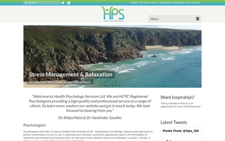 Screenshot of healthpsychologyservices.co.uk