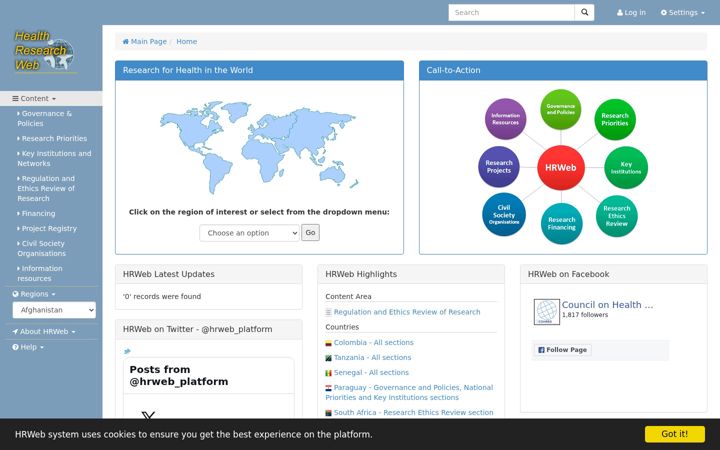 Screenshot of healthresearchwebafrica.org.za
