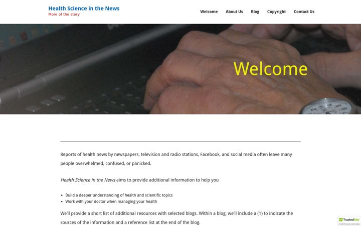 Screenshot of healthscienceinthenews.info