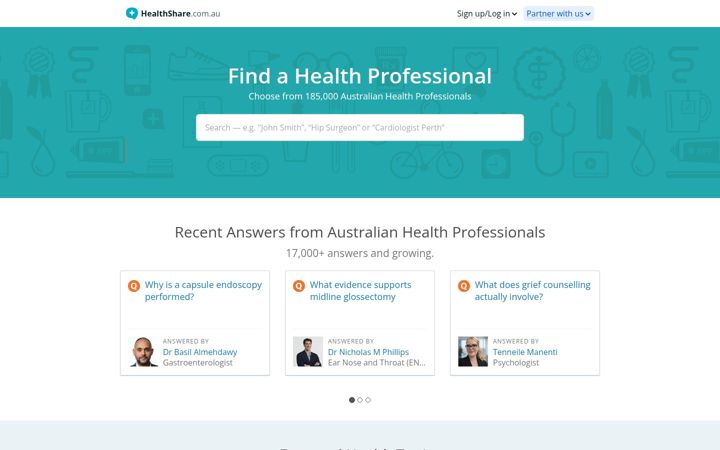 Screenshot of healthshare.com.au