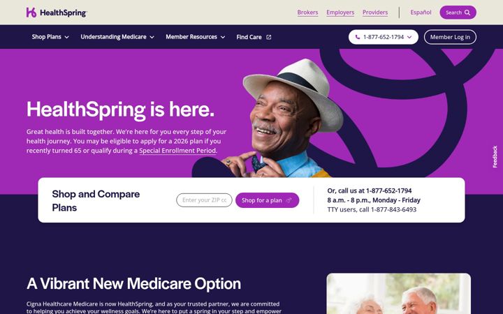 Screenshot stránky healthspring.com